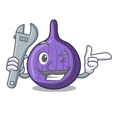 Maskot izole mekanik lezzetli incir meyve