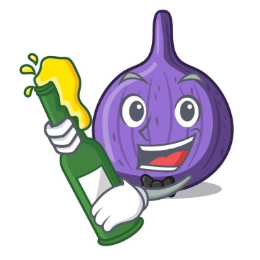 Maskot izole bira lezzetli incir meyve ile