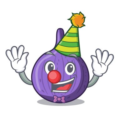 Palyaço lezzetli incir meyve maskot vektör illüstrasyon izole