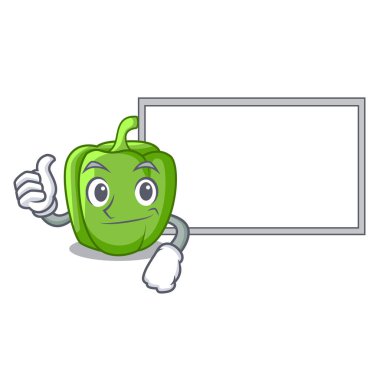 Başparmak yukarıya plaka karakter kurulu yeşil biber ile