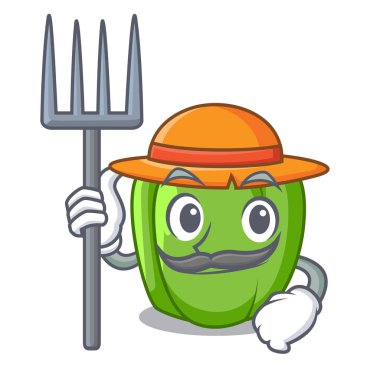 Plaka karakter çiftçi yeşil biber