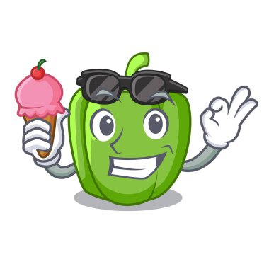 Tablo karikatür dondurma yeşil biber ile