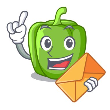 Tablo karikatür zarf yeşil biber ile