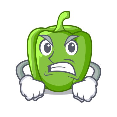 Mutfakta kızgın çizgi film taze yeşil biber