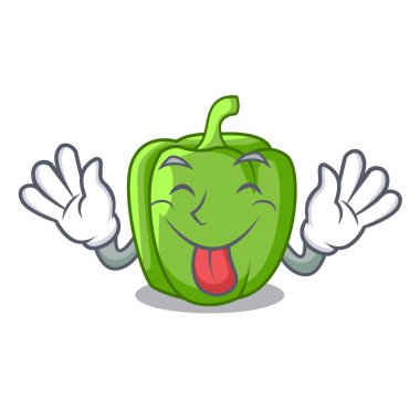 Dışarı yeşil biber maskotu izole dil