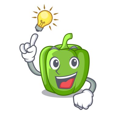 Bir fikir yeşil biber maskotu izole var