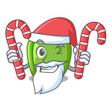 Santa ile şeker yeşil biber maskotu izole