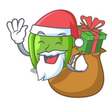 Noel Baba hediye yeşil biber maskotu izole ile