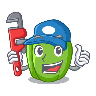 Tesisatçı yeşil biber maskotu izole