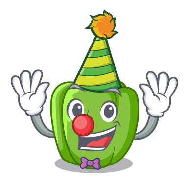 Palyaço yeşil biber maskotu izole