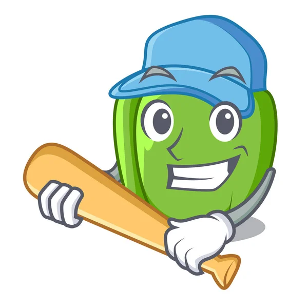Hrát baseball zelený pepř charakter deska — Stockový vektor