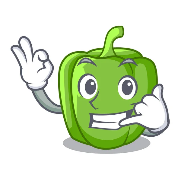 Chame-me pimentão verde isolado na mascote — Vetor de Stock