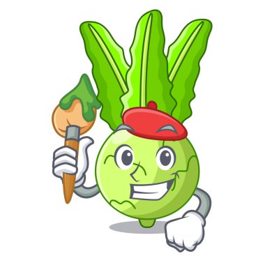 Sanatçı karikatür yeşil sarımsak içinde belgili tanımlık çarşı