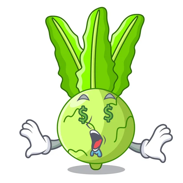 Peníze oko čerstvé zelí kedlubny na maskot — Stockový vektor
