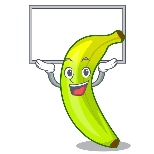 Papan kartun pisang hijau di pasaran - Stok Vektor