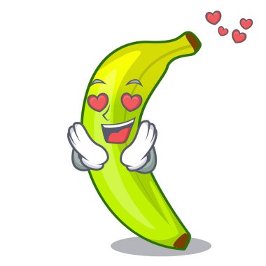 Organik meyve yeşil muz çizgi film aşık