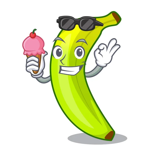 S ice cream charakter přírodní ovocné čerstvý zelený banán — Stockový vektor