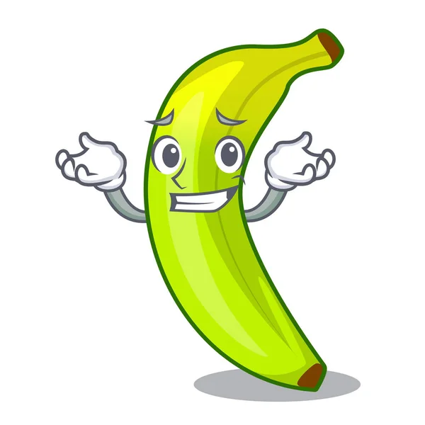 Šklebící se charakter přírodní ovocné čerstvý zelený banán — Stockový vektor