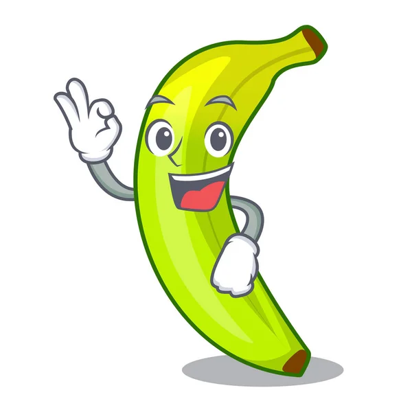 Oke karakter natuurlijke vruchten verse groene banaan — Stockvector