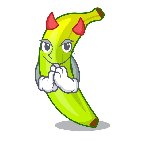 Čert kreslený bioovoce zelených banánů — Stockový vektor