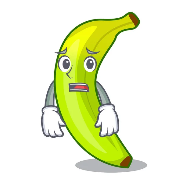 Afraid a organic fruit green banana cartoon — Stock Vector