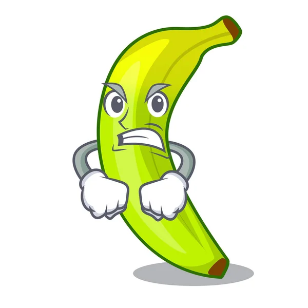 Angry a organic fruit green banana cartoon — Stock Vector