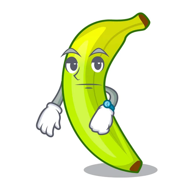 Menunggu pisang hijau buah diisolasi pada maskot - Stok Vektor