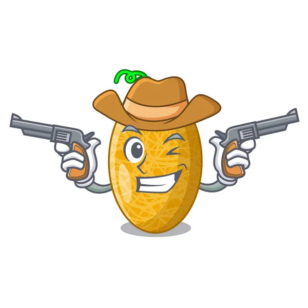 Cowboy melón fresco de melón en la mesa de dibujos animados — Vector de stock