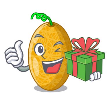 Hediye tatlı tatlı özsu kavun ile kase karikatür