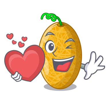 Kalp tatlı tatlı özsu kavun ile kase karikatür