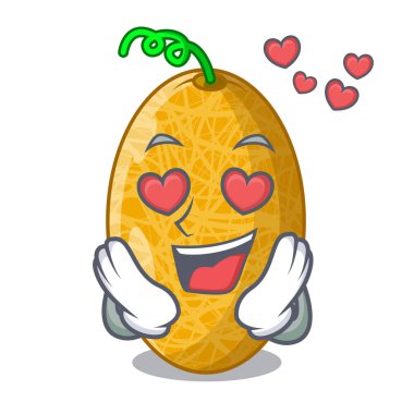 Aşk tatlı tatlı özsu kavun içinde kase karikatür