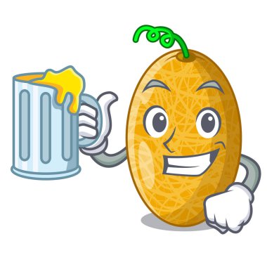 Suyu tatlı tatlı özsu kavun ile kase karikatür