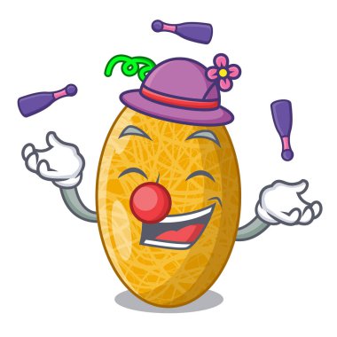 Lezzetli tatlı özsu maskotu izole kavun hokkabazlık