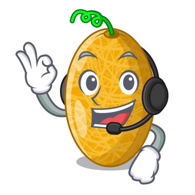Kulaklık lezzetli honeydew maskotu izole kavun ile