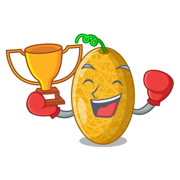 Boxing winner tasty honeydew melon isolated on mascot - Stok Vektor