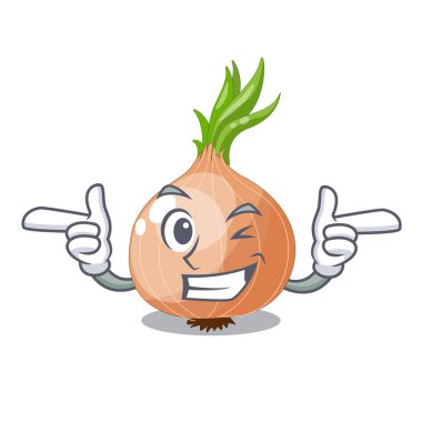 Wink karakter taze sebze soğan içinde belgili tanımlık çarşı