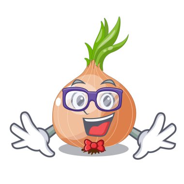 Geek karakter taze sebze soğan içinde belgili tanımlık çarşı