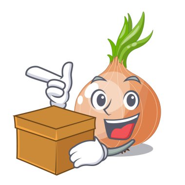 Kutusunun karakter taze sebze soğan ile piyasada