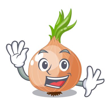 İçinde belgili tanımlık çarşı karakter taze sebze soğan sallayarak