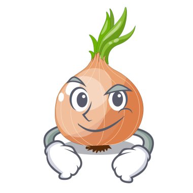 Smirking karakter taze sebze soğan içinde belgili tanımlık çarşı