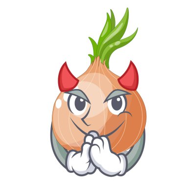 Maskot izole şeytan taze soğan