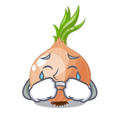 Maskot izole ağlayan taze soğan