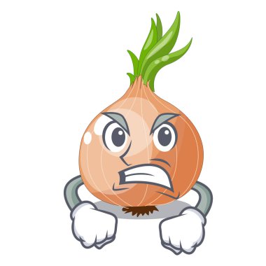 Maskot izole kızgın taze soğan