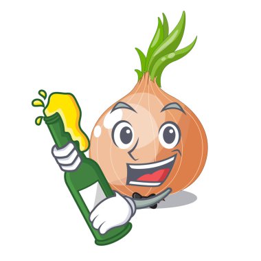 Bira çizgi film Olgun soğan ile mutfakta