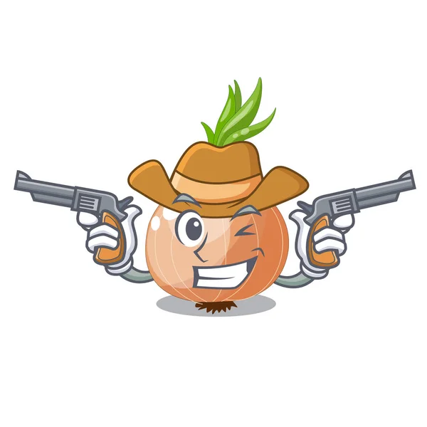 Cowboy rohe Zwiebeln in einer Cartoon-Box — Stockvektor