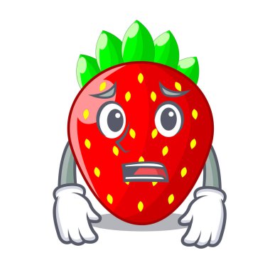 Korkarım taze olgun çilek maskotu izole