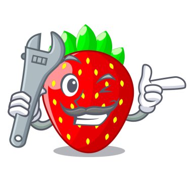 Bir kase karikatür mekanik taze çilek