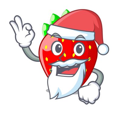 Bir kase karikatür Santa taze çilek