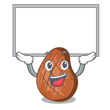 Tahtayı plaka karikatür vektör çizim sığır eti biftek ızgara
