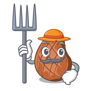 Çiftçi plaka karikatür vektör çizim sığır eti biftek ızgara